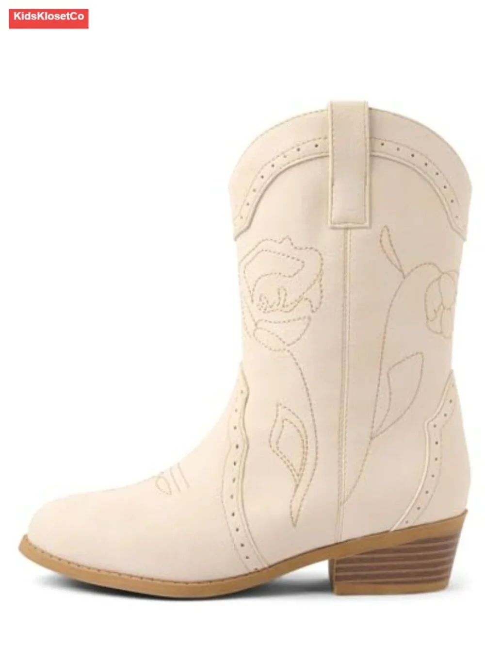Faux Leather Western Cowgirl Boot with Embroidered Florals